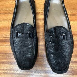 Hugo Boss Black Textured Leather Loafers